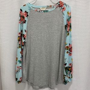 Size XL Matilda Jane Floral Baseball Tee, EUC